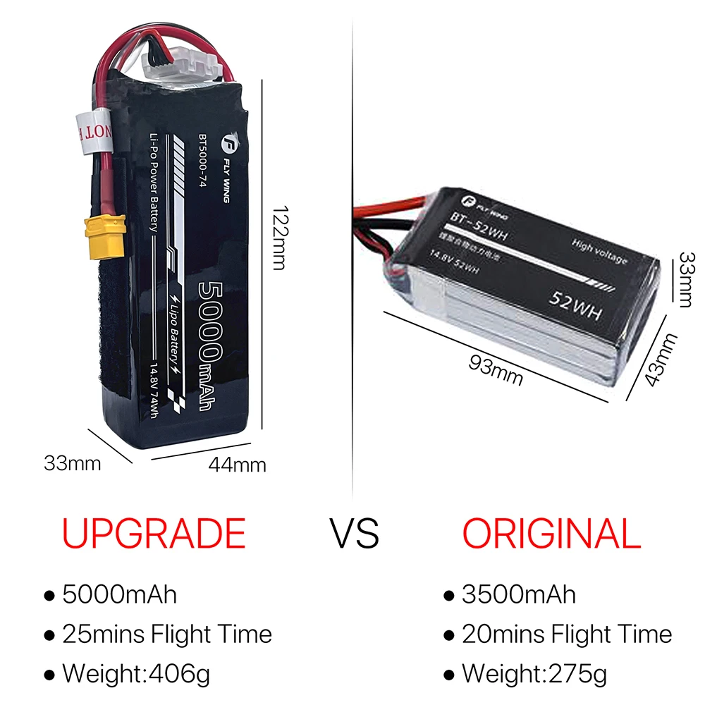 Fly Wing FW450L 5000mAh 4S Lipo Bateria ACE Tattu 14.8V 35C Atualização Bateria com XT60 Plug Para Helicópteros RC 25min Tempo de Voo