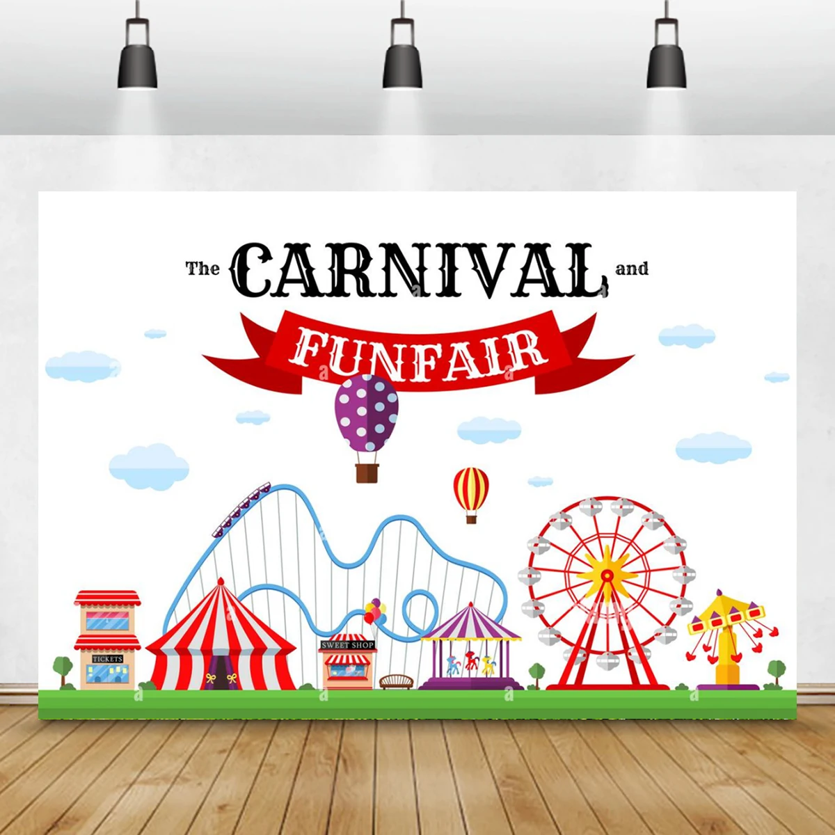 10x6ft Carnival Funfair Photo Backdrops Vinyl Playground Ferris Wheel Performance Amusement Park Photography Background Birthday