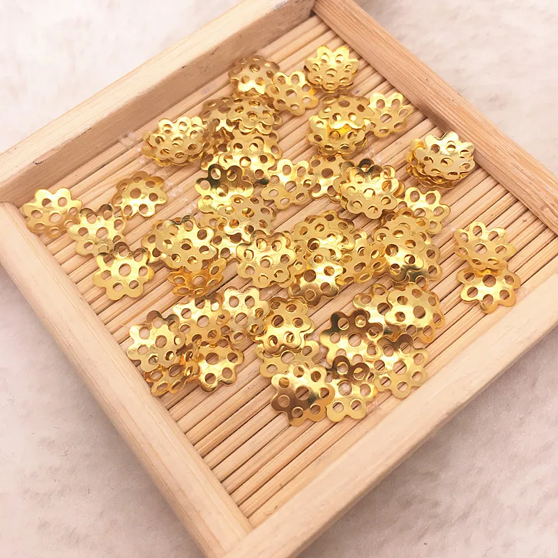 500pcs/lot 6mm 8mm Hollow Flower Petal End Spacer Beads Caps Charms Bead For Jewelry Making Accessories