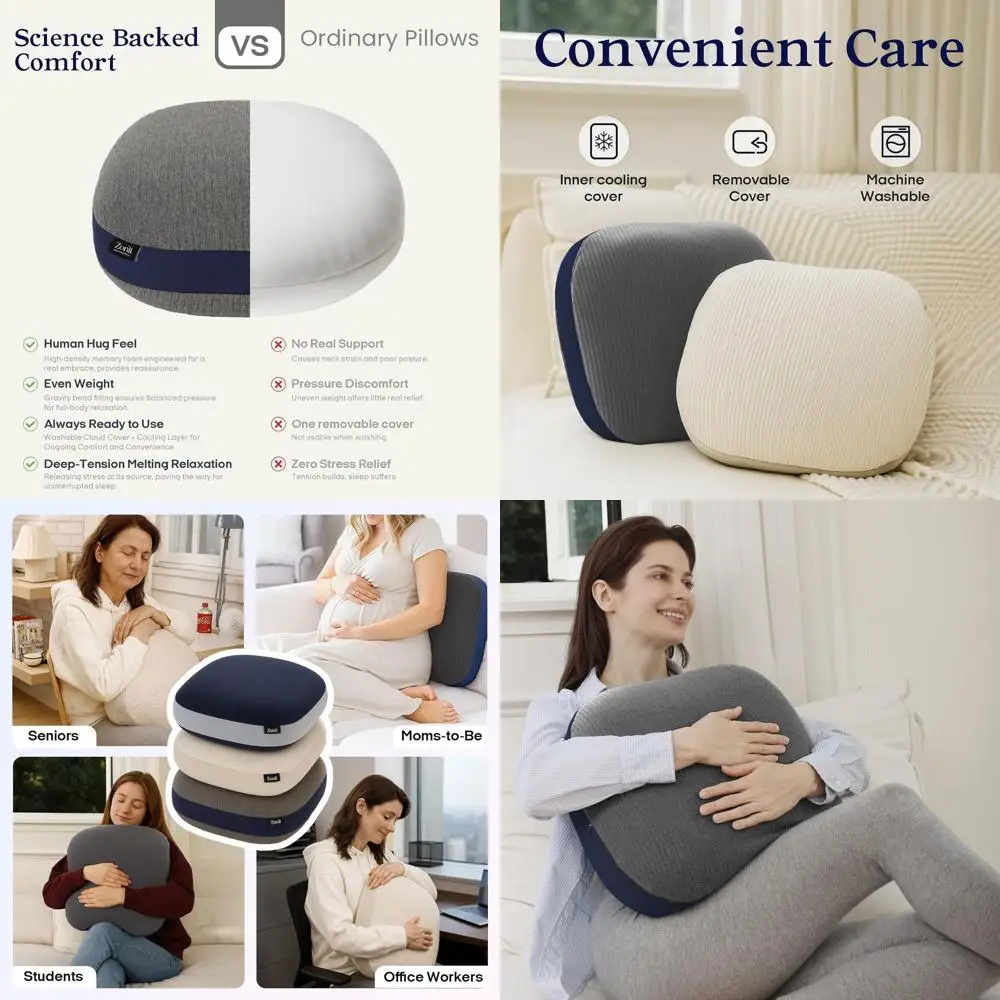 

Утяжеленная подушка для взрослых весом 6,5 фунтов для улучшения сна, моющаяся и съемная сенсорная подушка, подушка для кровати из пены с эффектом памяти (серая)