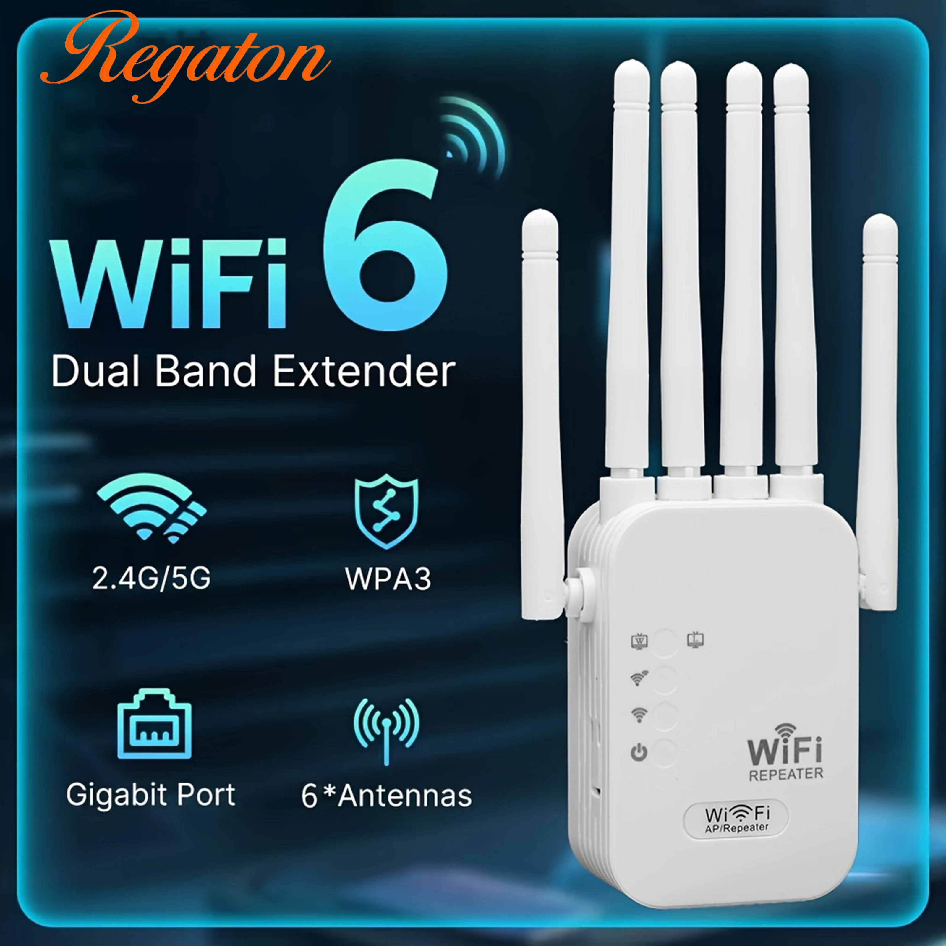 Repetidor WiFi de doble banda 2,4G/5G, amplificador de señal inalámbrica de 1200Mbps, extensor de rango de señal, enrutador, amplificador de señal de largo alcance para el hogar