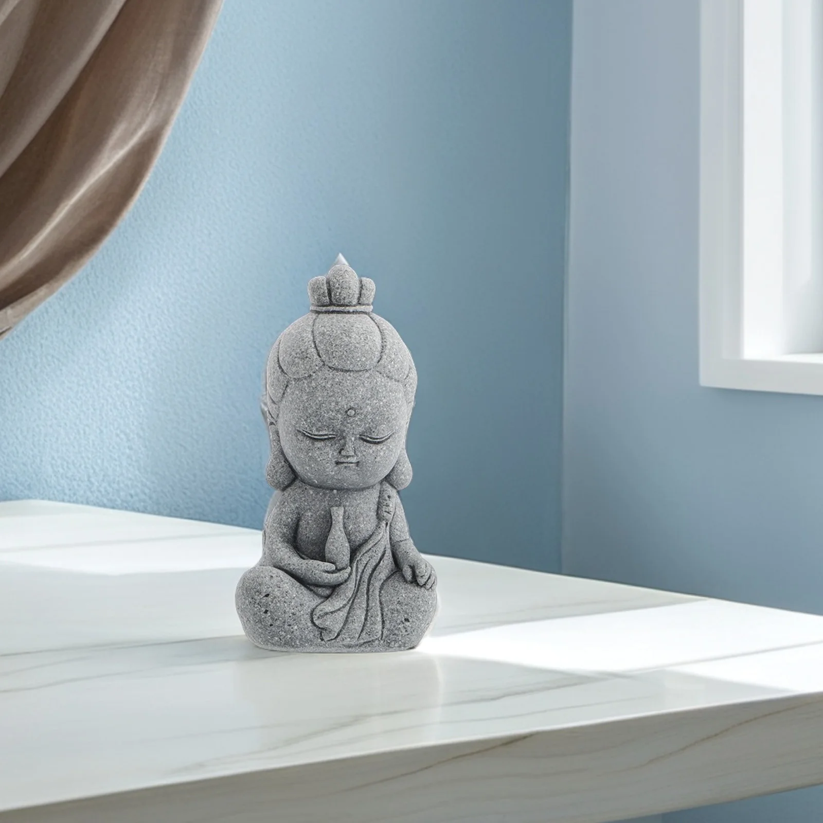 

Small Stone Kwan Yin Buddha Statue for Zen Garden Home Decor Crafted Spiritual Sculpture Mini Prayer Figure for Interior