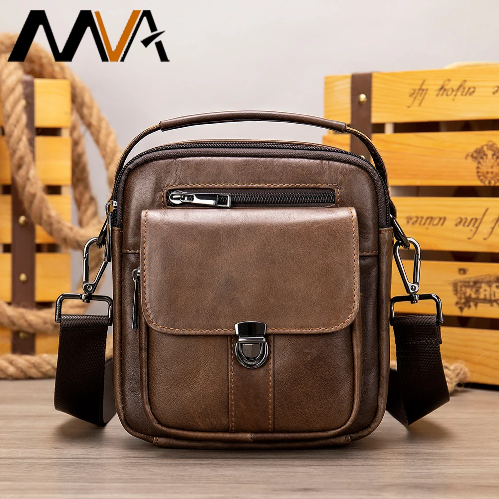 MVA Genuine Leather Men\'s Messenger Bag Shoulder Bags for Men Crossbody Bags Small Man Designer Shoulder Handbag Bolso Male 7438