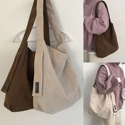 Retro Multifunctional Shoulder Bag Large Capacity Corduroy Shoulder Bag Fashion Portable Travel Canvas Bag