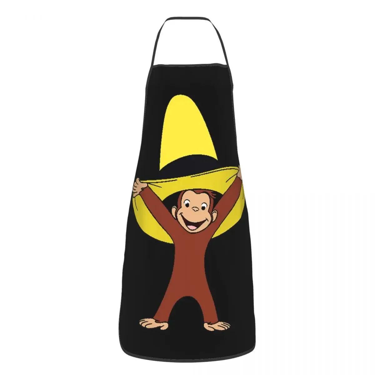 Funky Curious George Apron Chef Cooking Cuisine Tablier Sleeveless Bib Kitchen Cleaning Pinafore for Women Men Painting