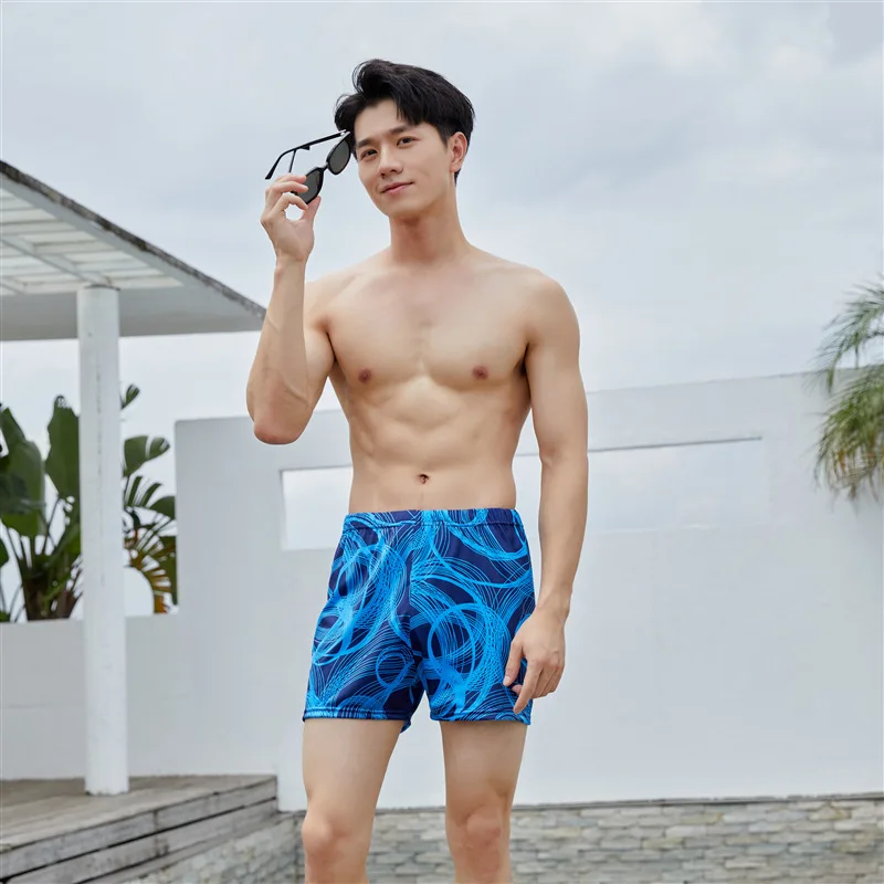 

Men's Anti Awkward Flat Corner Swimming Trunks Fashion Printed Casual Comfortable Breathable Quick Drying Beach Vacation Shorts