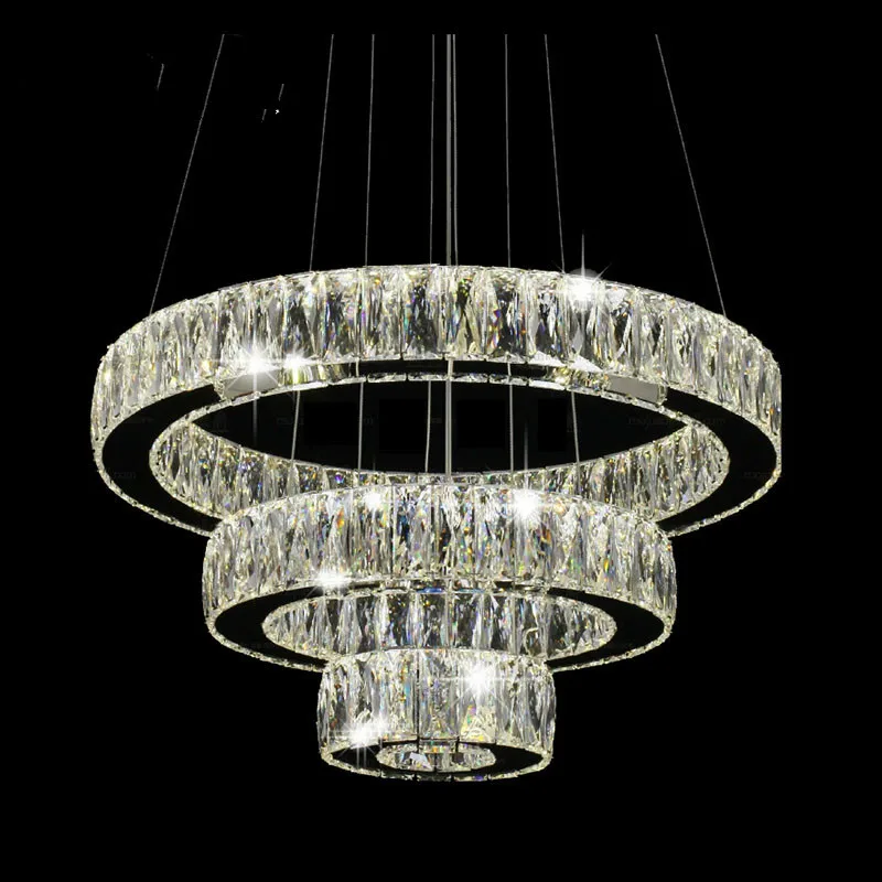 Modern LED K9 Crystal Chandelier Light Fixture for Ding Room Kitchen Restaurant Hanging Lamp Suspension  1 Ring 2  3s