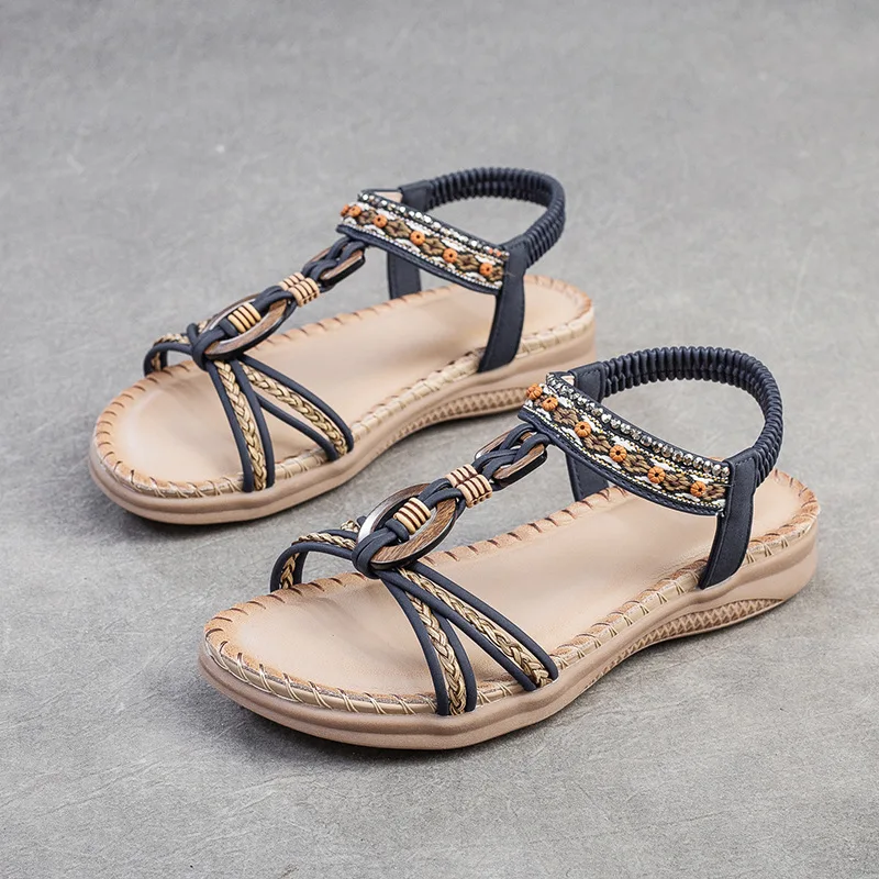 

Римские женские сандалии на плоской подошве, тканая модная модная удобная женская обувь для отпуска