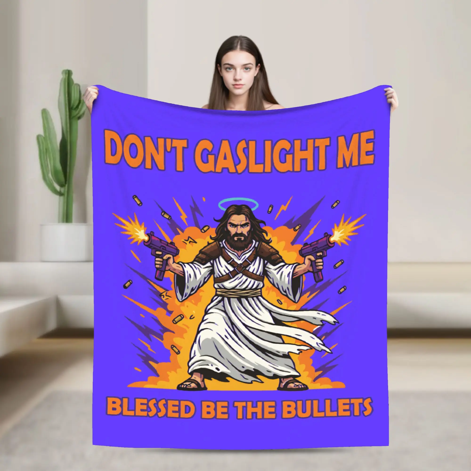 

Don't Gaslight Me Uzi Jesus Dungeon Crawler Carl Blankets Flannel Throw Blanket Bed Sofa Personalised Ultra-Soft Warm Bedsprea
