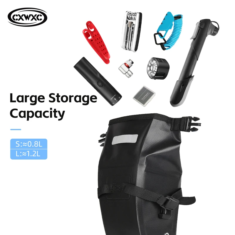 CXWXC Cycling Bag Bicycle Saddle Bag Full Waterproof & Dustproof MTB Road Bike Rear Bag  Inner Keel Support for Seatpost