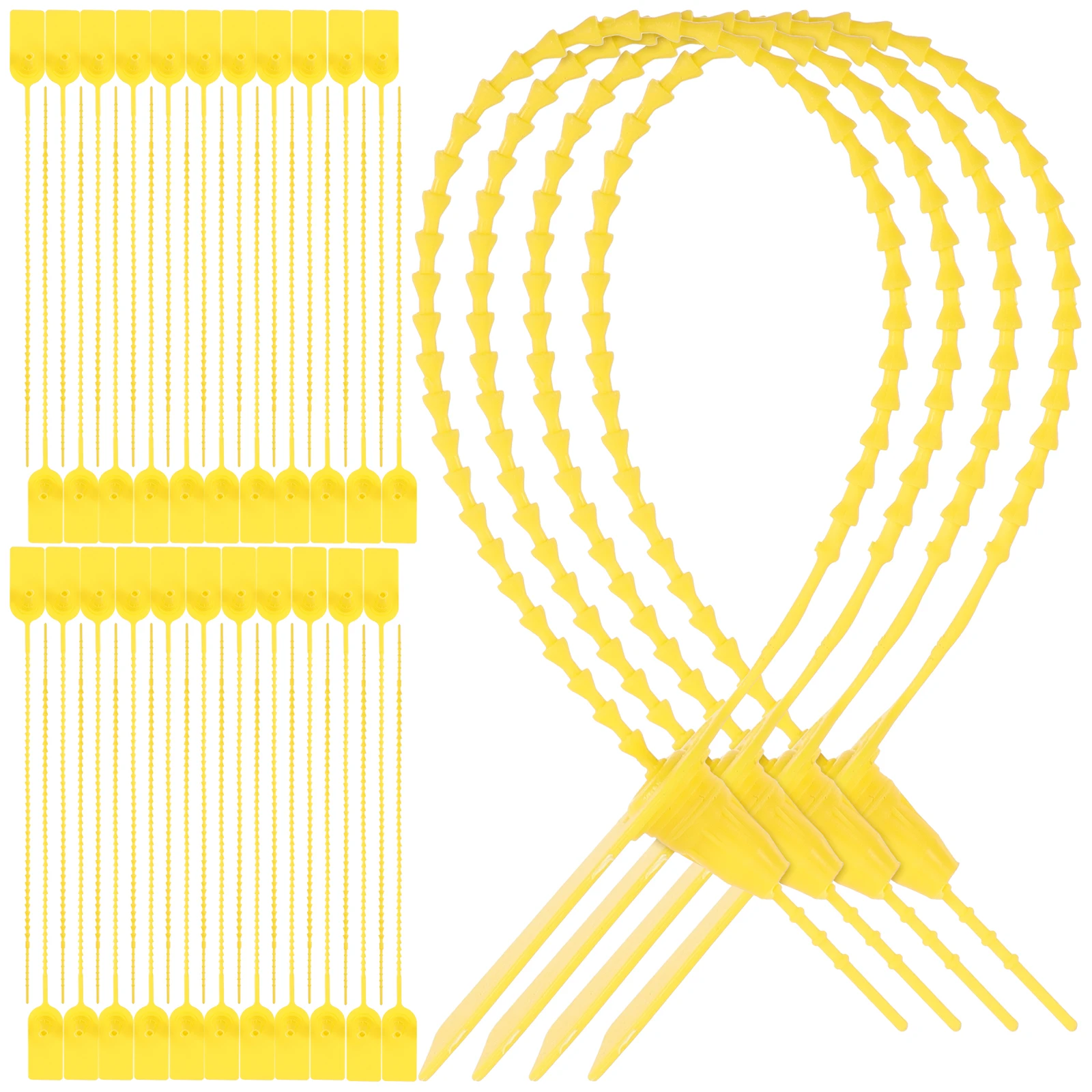 

100pcs Yellow Plastic Tamper Proof Tags Security Seals Waterproof Disposable Zip Ties for Truck Container Shipping