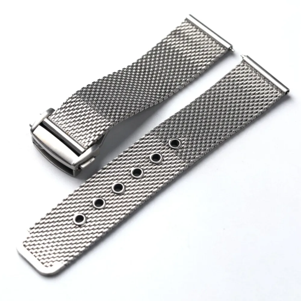 20mm 22mm 316L Stainless Steel Milanese Mesh Watch Band Folding Clasp Breathable Replacement Strap for Seamaster VS300