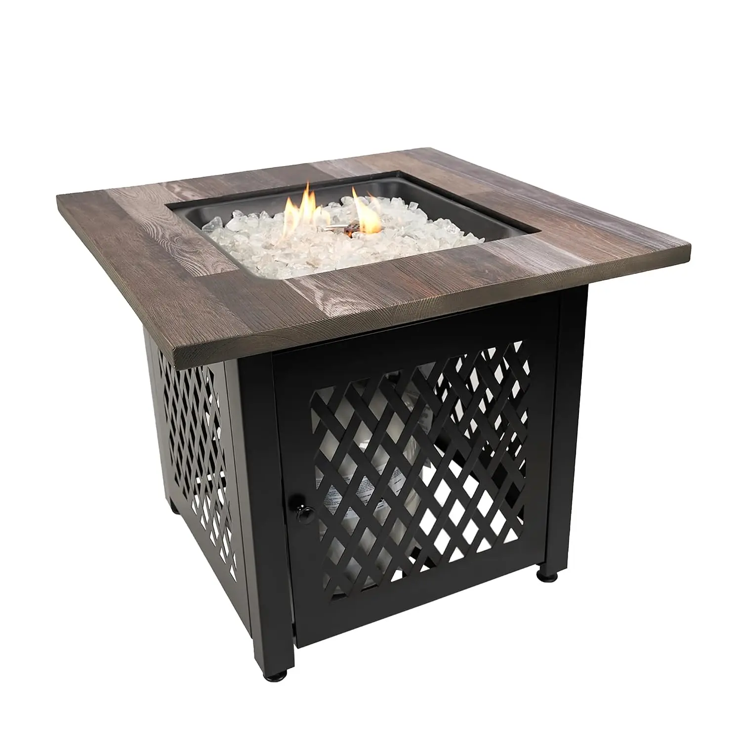 Gas Fire Pit Table, Steel, Black, 30 Inch 50,000 BTU Stainless Burner, Push Button Ignition, Hidden Control Panel, Custom