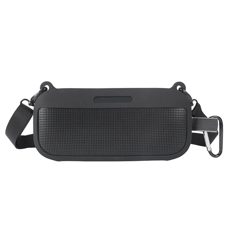 Soft Silicone Case Cover for SoundLink Flex Bluetooth Portable Speaker with Shoulder Strap and Carabiner,Black