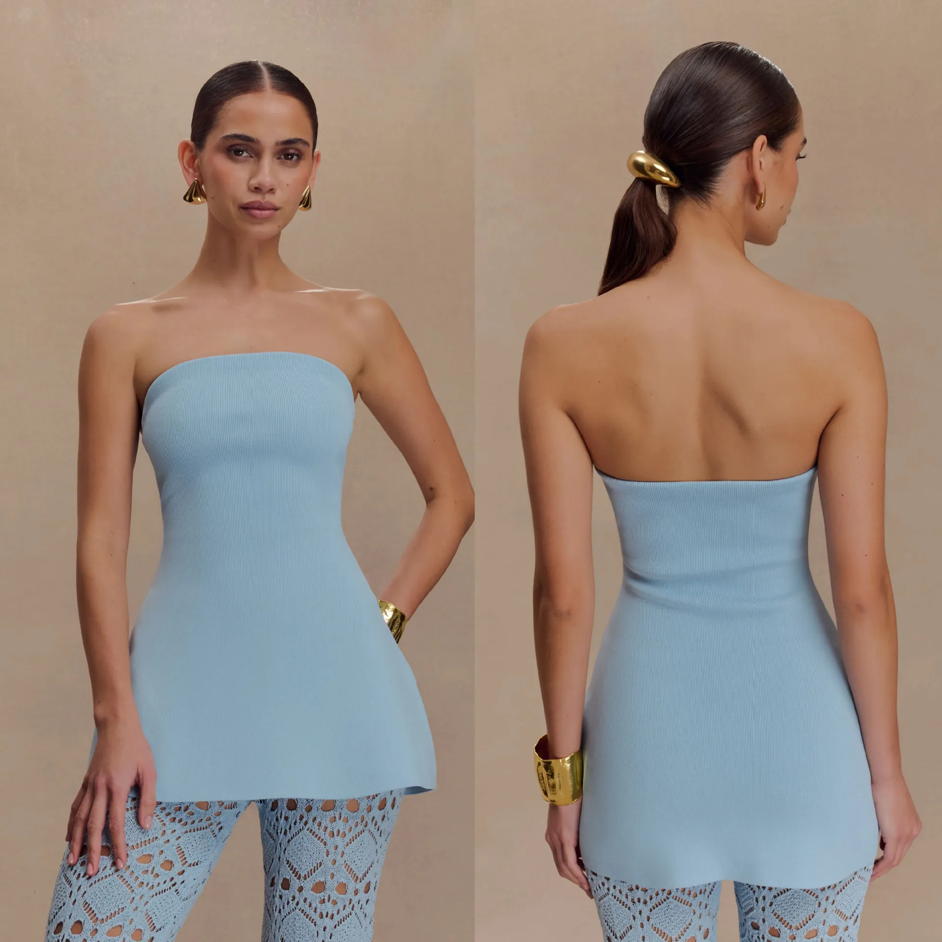 春夏の新リブミニドレスカジュアルスリムフィットパーティードレス女性ストラップレスノースリーブハイウエストボディコン