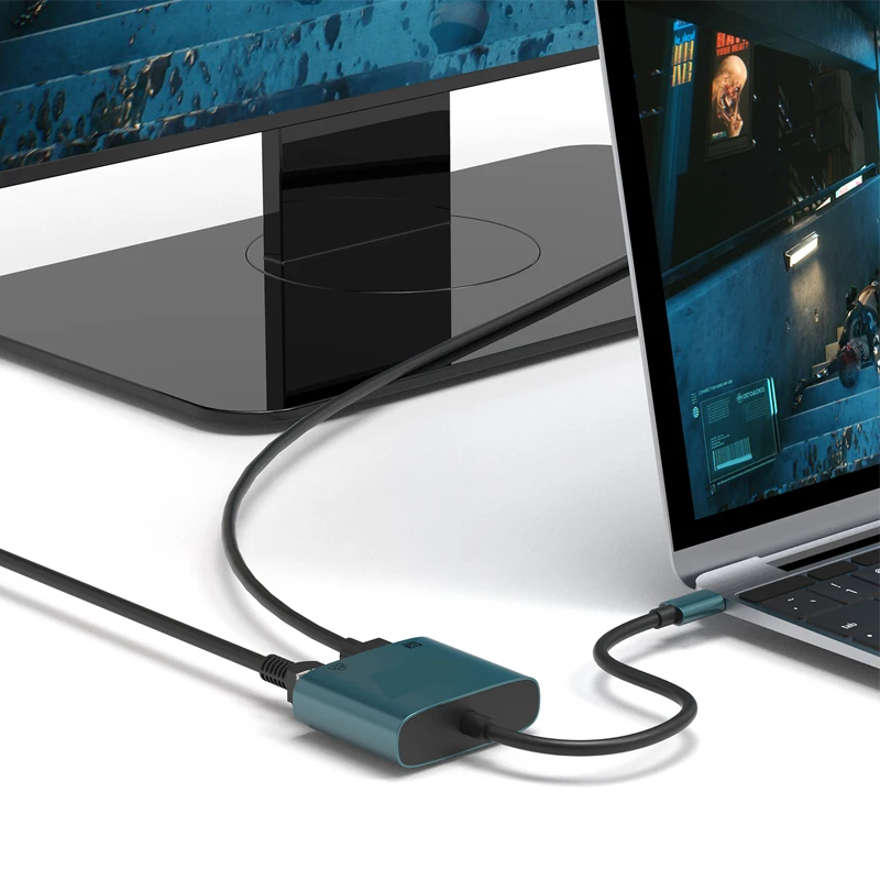 محطة قاعدة USB-C إلى HDMI متوافقة مع USB-C HUB USB-C إلى VGA محول فيديو RJ45 (100 متر) بطاقة فيديو لأجهزة الكمبيوتر المحمول محول فيديو USB