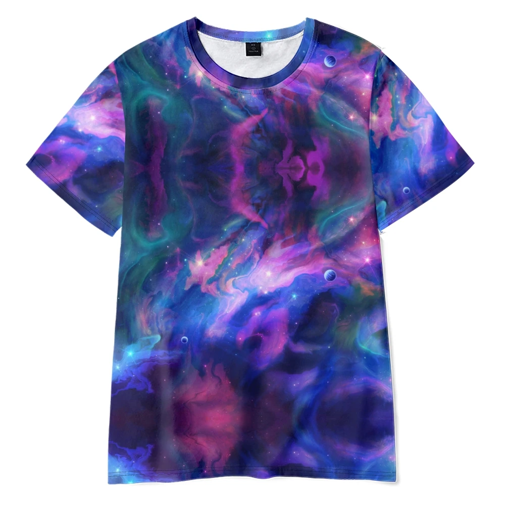 

2022 men's nebula pattern men's T-shirt casual loose short sleeve T-shirt Japanese oversized t-shirt men's wear