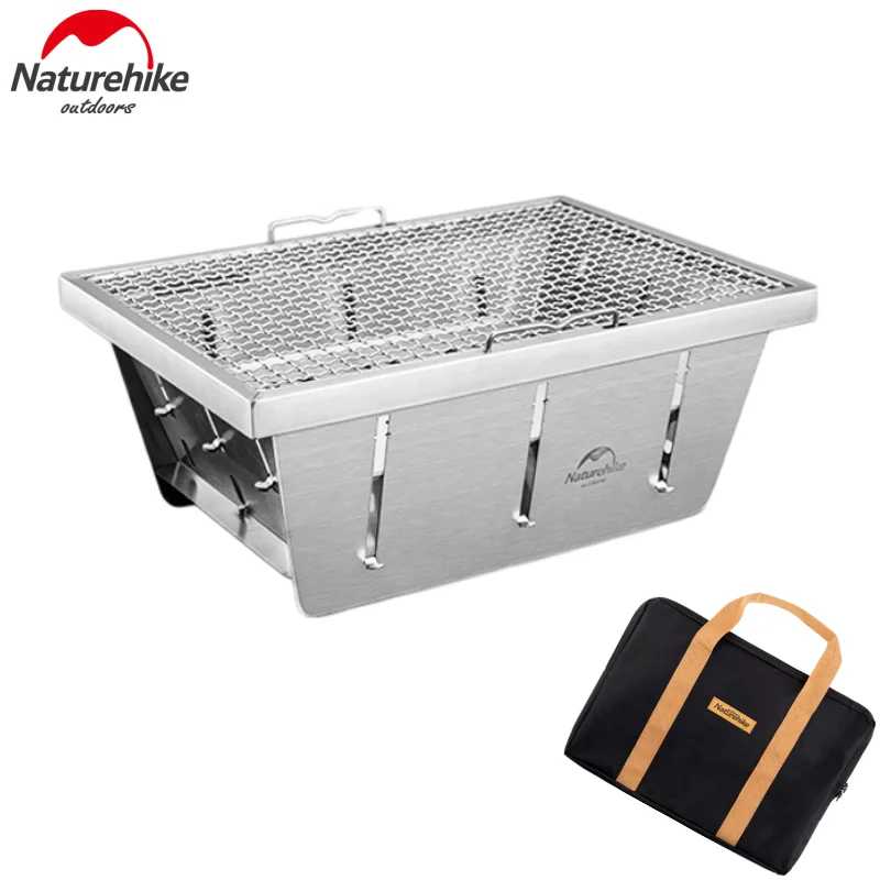 Naturehike Picnic Grill Outdoor BBQ Portable Folding Stainless Steel Stove Embedded Oven Give Free Clip BBQ Accessories Camping