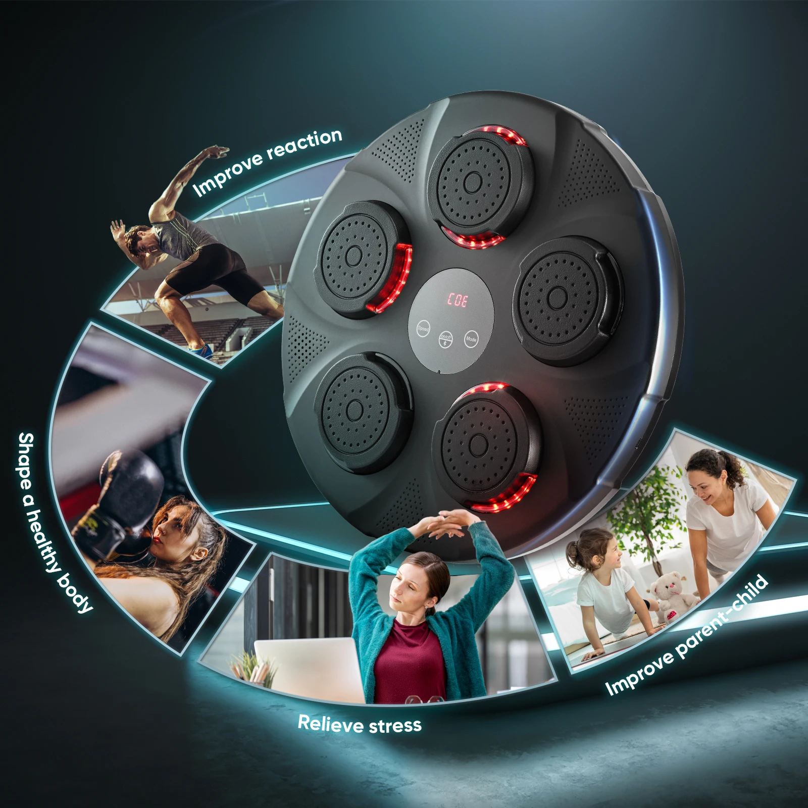 Imagem -05 - Música Boxing Machine para Adultos Dispositivos Eletrônicos de Treinamento de Parede Luzes Sensor Bluetooth Luvas para Hom