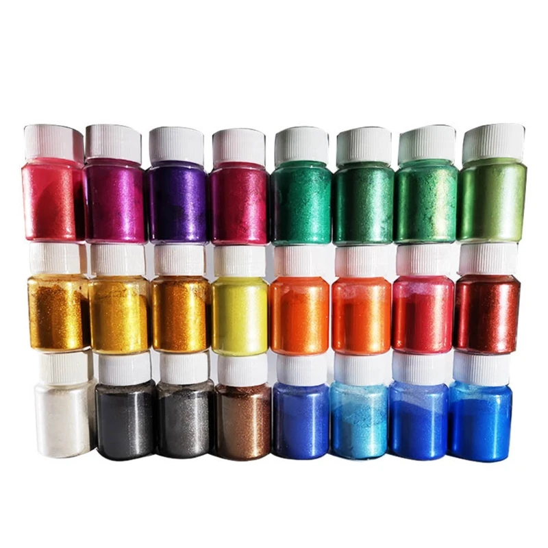 24 Colors Mica Resin Pigment Rainbow Pearl Powder Epoxy Mold Glitter Colorant