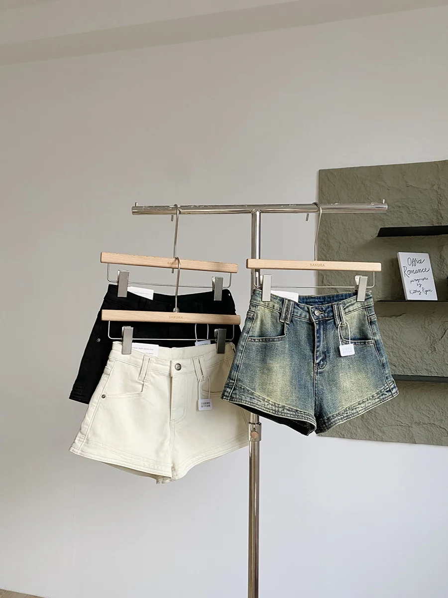

Retro High Waist Wide Leg Jeans Shorts Women's Spring Summer 2024 New Style Sexy American Girl Slimming Hot Pants