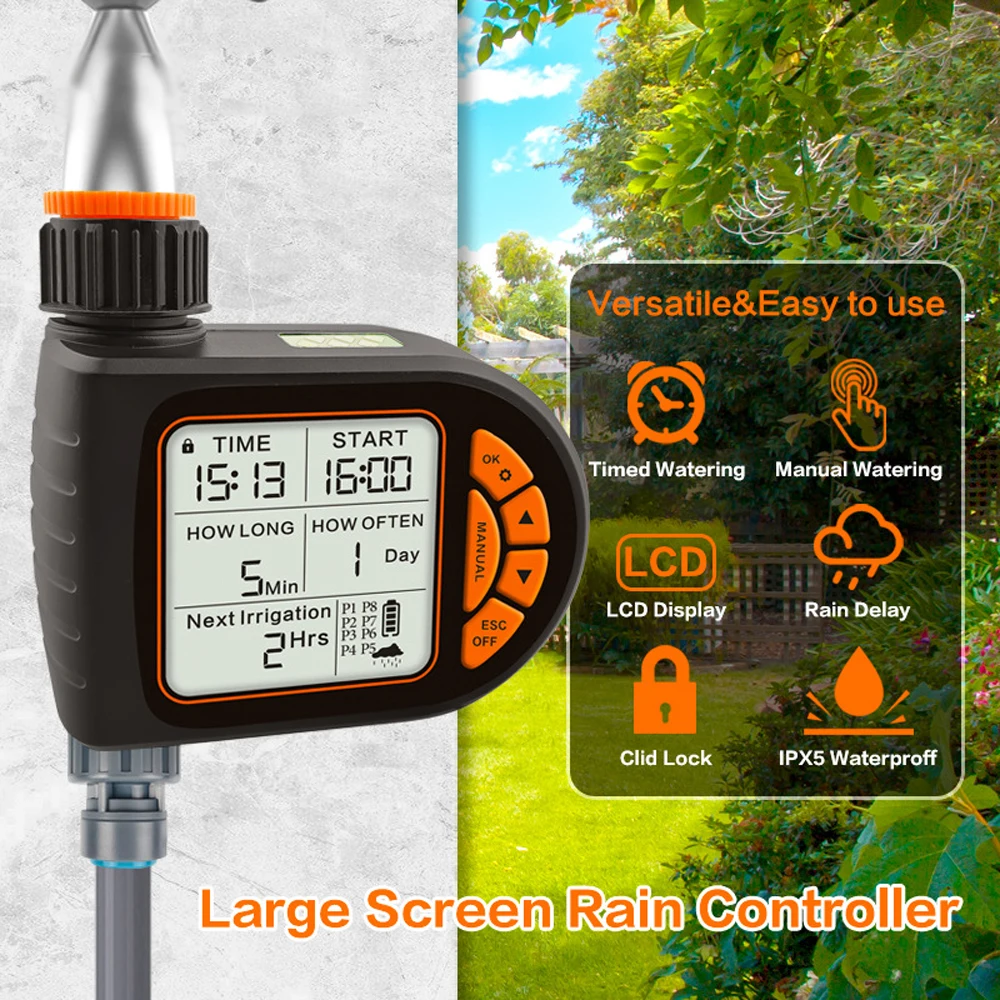 Intelligent LCD Screen Garden Irrigation Control Device Auto Water Saving Irrigation Controller Digital Plant Watering Timer
