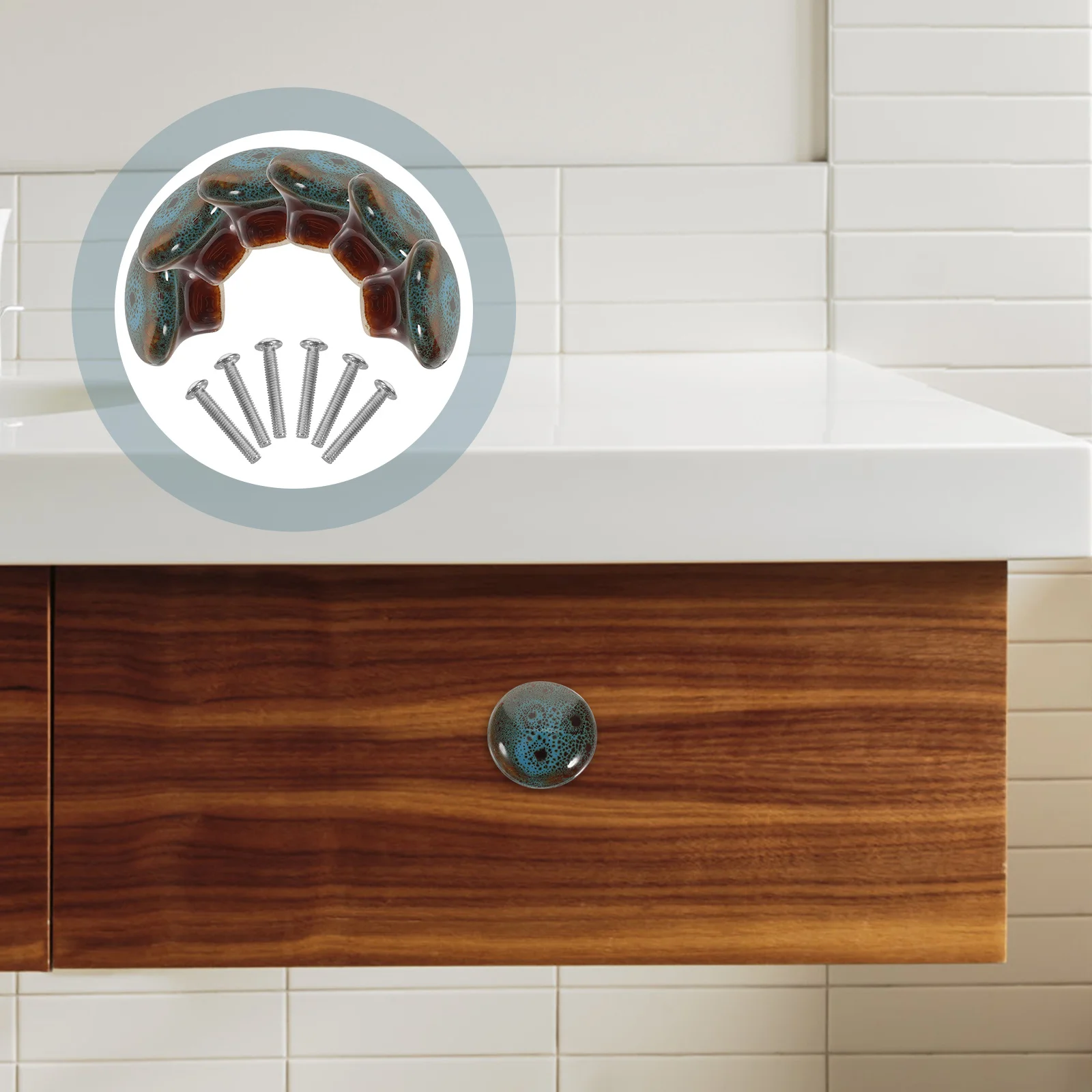 

6Pcs Children Room Cabinet Knobs Ceramic Drawer Pulls Fashionable Non-Corrode Furniture Handles for Dresser Cupboard Cabinet