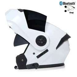 Latest DOT Approved Bluetooth Safety Modular Flip Motorcycle Helmet Voyage Racing Dual Lens Helmet Interior Visor Safety Riding