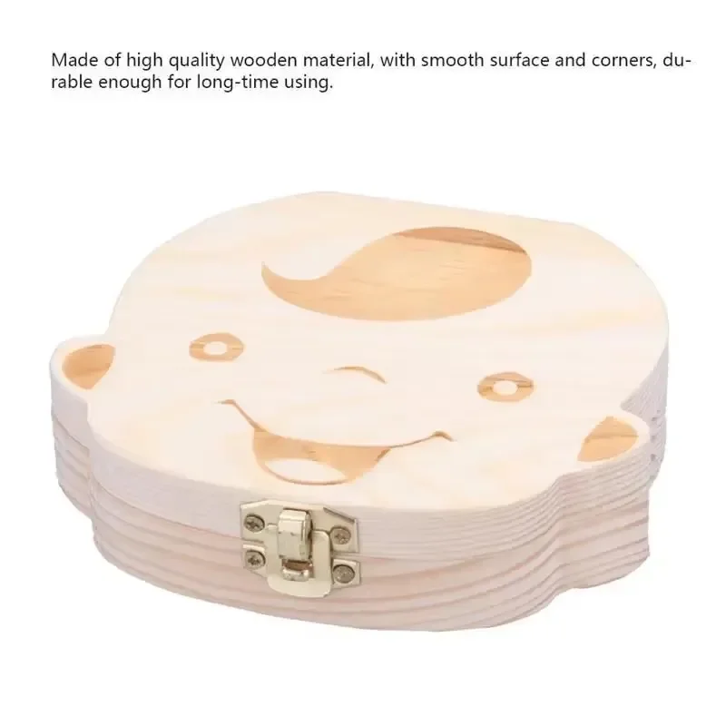 1Pcs Wooden Baby Teeth Storage Box Keepsake Organizer for Boys Girls Infant Deciduous Teeth Collection Memory Case Newborn Child