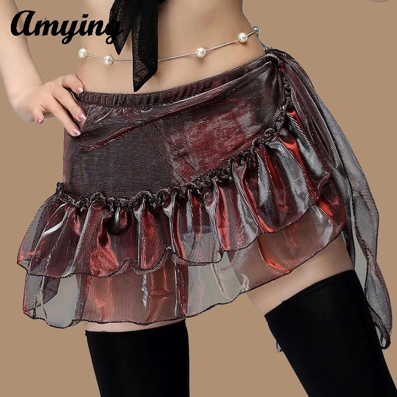 النساء الرقص الشرقي ممارسة وشاح الورك شبكة كشكش أسفل الورك تنورة مثير وشاح الخصر تنورة الرقص فئة التدريب وشاح الورك تنورة