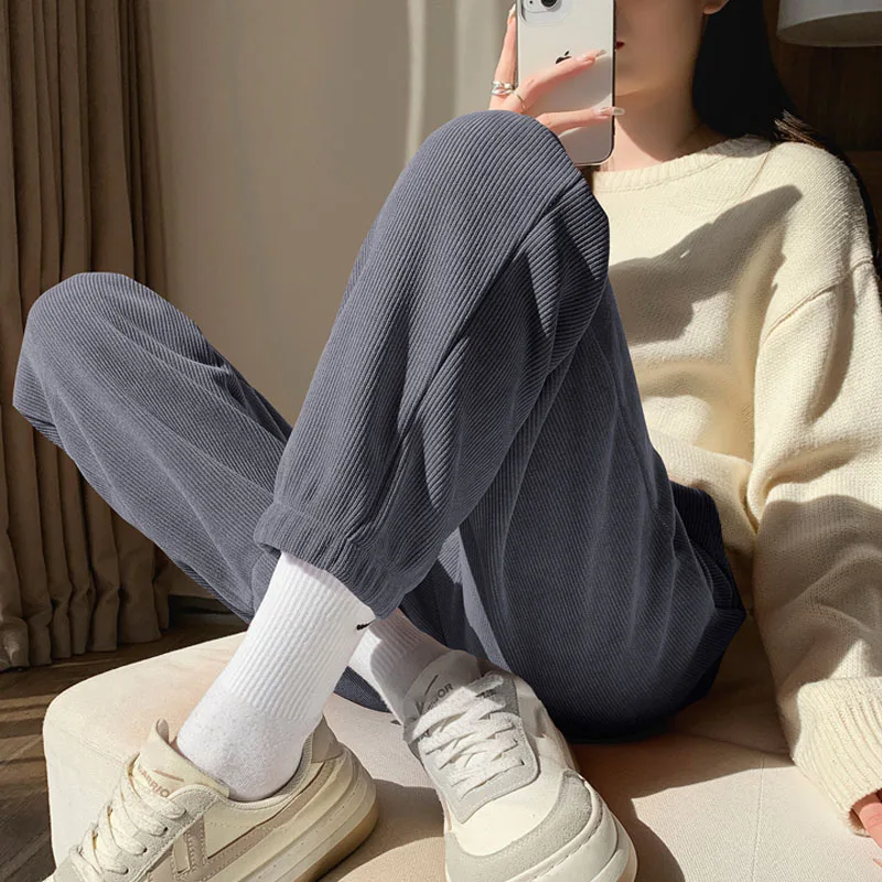 

Winter Plush Thick Cashmere Corduroy Pants Women Warm Autumn Casual Harem Pants Sweatpants Loose Long Trousers Joggers New 24182