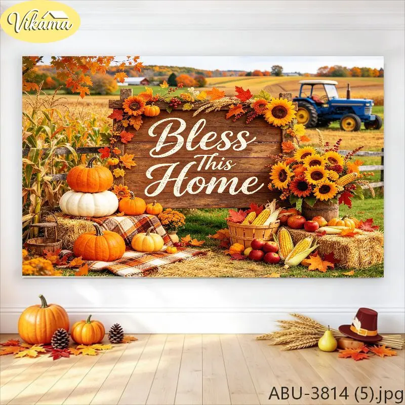 VIKAMA Tractor & Sunflower Polyester Wall Tapestry, Non-Fading Lightweight, Decor for Living Room Wall Decor