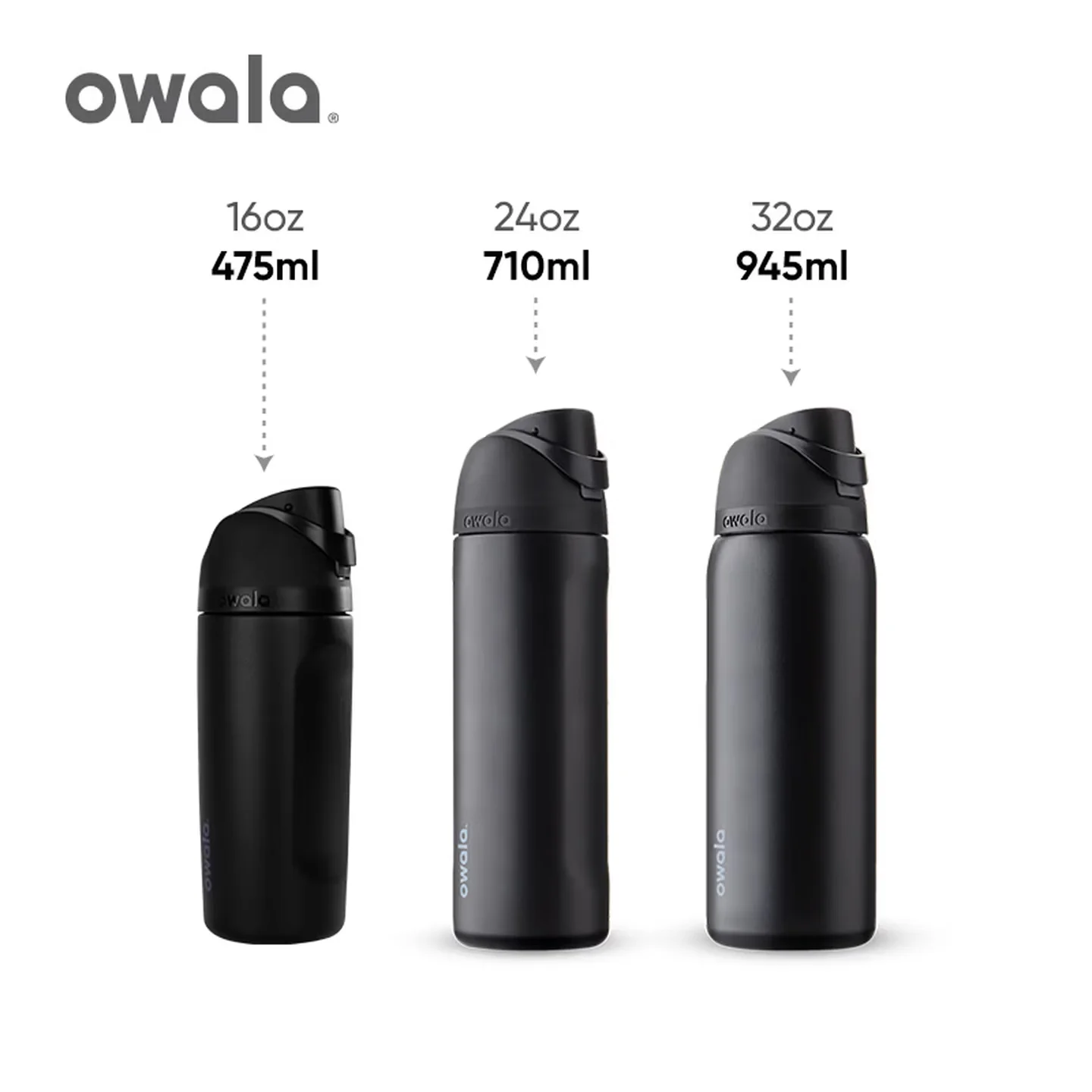 Owala Portable Cup, One Handed Open Lid, Large Capacity Water Cup, Straw Cup, Insulated Cup, 710mL | Very Dark