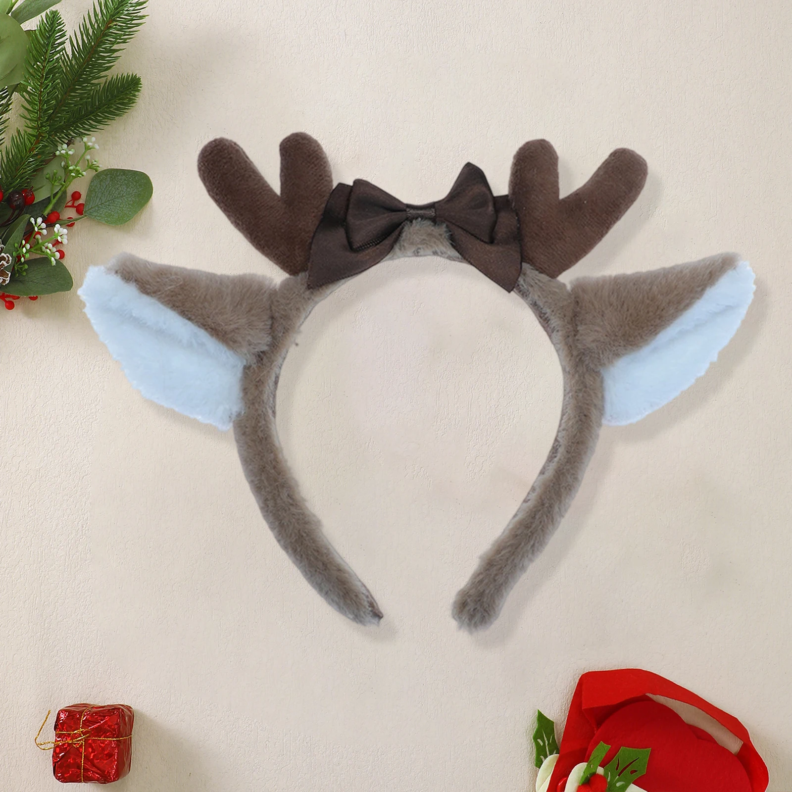Women Festive Christmas Deer Hairband Cute Antler Holiday Headwear for Party Cosplay Costume
