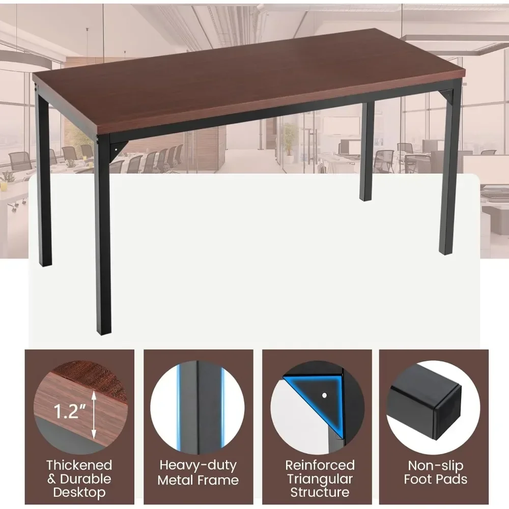 Conjunto de 4 mesas de conferência, mesa de sala de reuniões com mesa grande e estrutura de metal resistente, mesa de conferência multifuncional