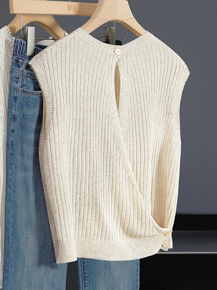 

Faionable Knitted Slim Fit Top Cross Ba Design round Ne Svel Women's Spring Summer New Arrival Comfortable Commut...