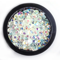 Clear Resin Crystals Flat Back Brilliant Round Rhinestones Bulk VC Stones Glitter Gems Transparent Ab Strass No Hotfix 2-6mm