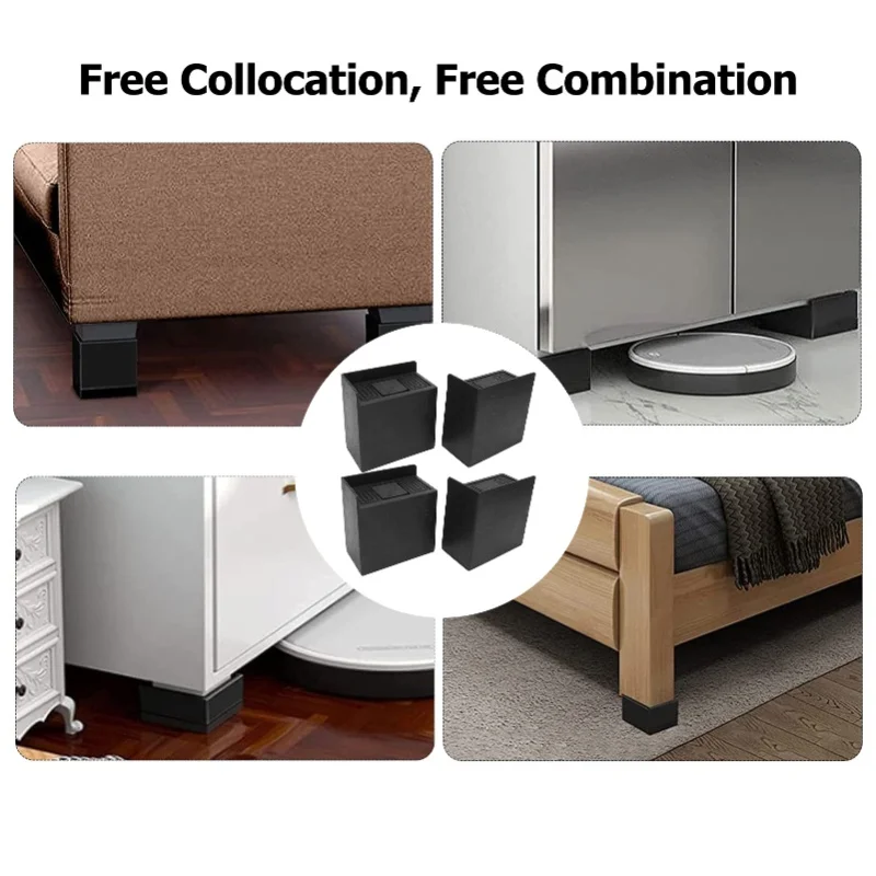 

4 PCS 4in L Shaped Anti Vibration Pads Rectangular Non Slip Foot Pad Bed Risers For Washing Machine Sofa Furniture