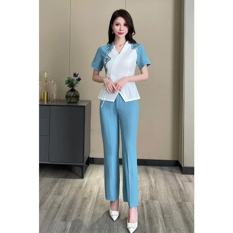 Beautician Technician New Autumn And Winter Health Club Beauty Salon Spa Pedicure Shop Women's Two-Piece Overalls Size S-4XL