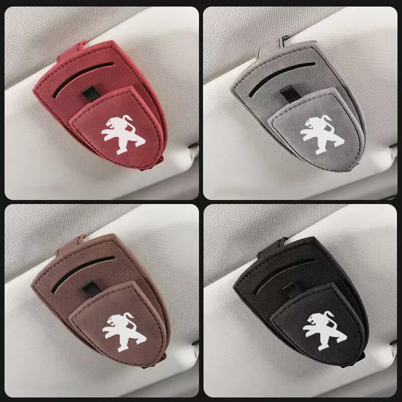 Suede Car Styling Glasses Storage Clip Sun Visor Card for Peugeot 207 307 107 407 507 508 408 308 206 406 5008 3008 Accessories