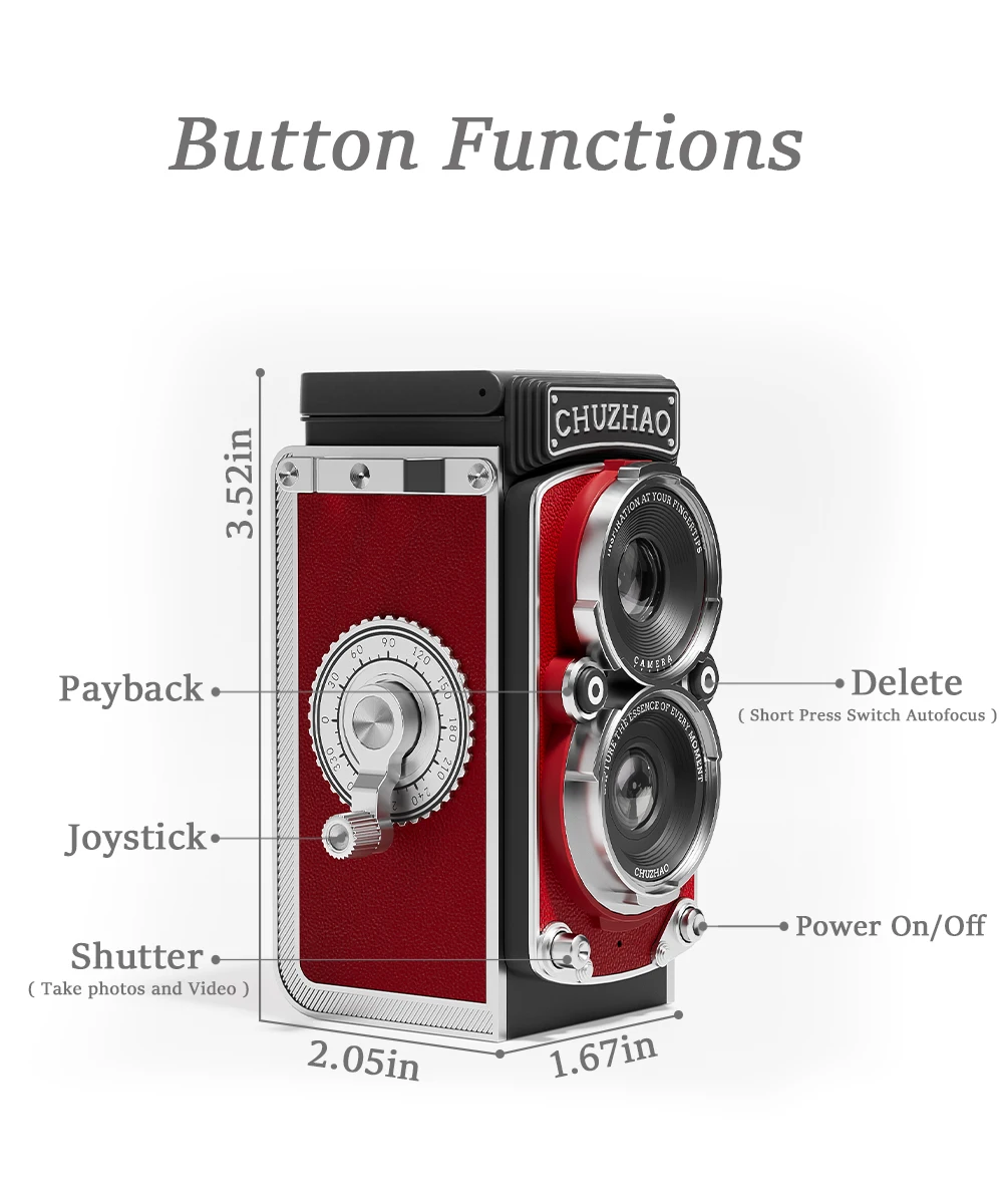 CHUZHAO Ретро мини-цифровая камера с автофокусом 12 МП, портативная камера для видеоблогов с видео 1080P FHD, идеальный подарок