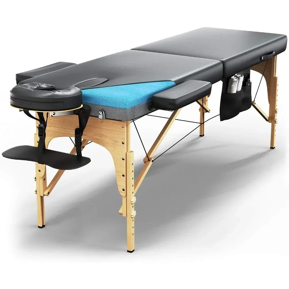 

Premium Memory Foam Massage Table - Easy Set Up -adjustable Height Foldable & Portable with Carrying Case，headrest and Armrest