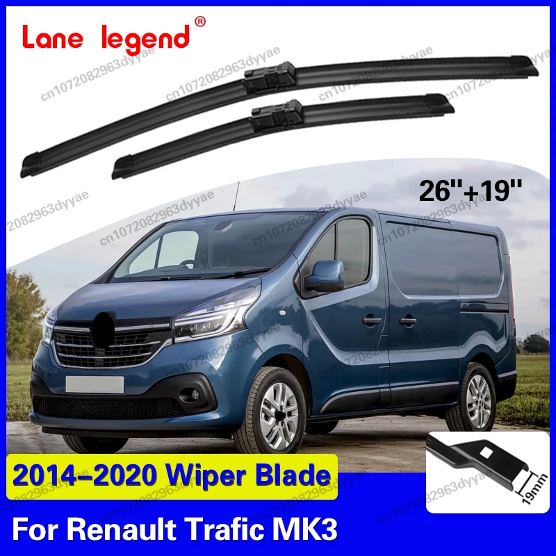 

Wiper Front Wiper Blades For Renault Trafic MK3 2014 - 2020 Windshield Windscreen Clean Window Rain Brushes 2018 2019 26"+19"