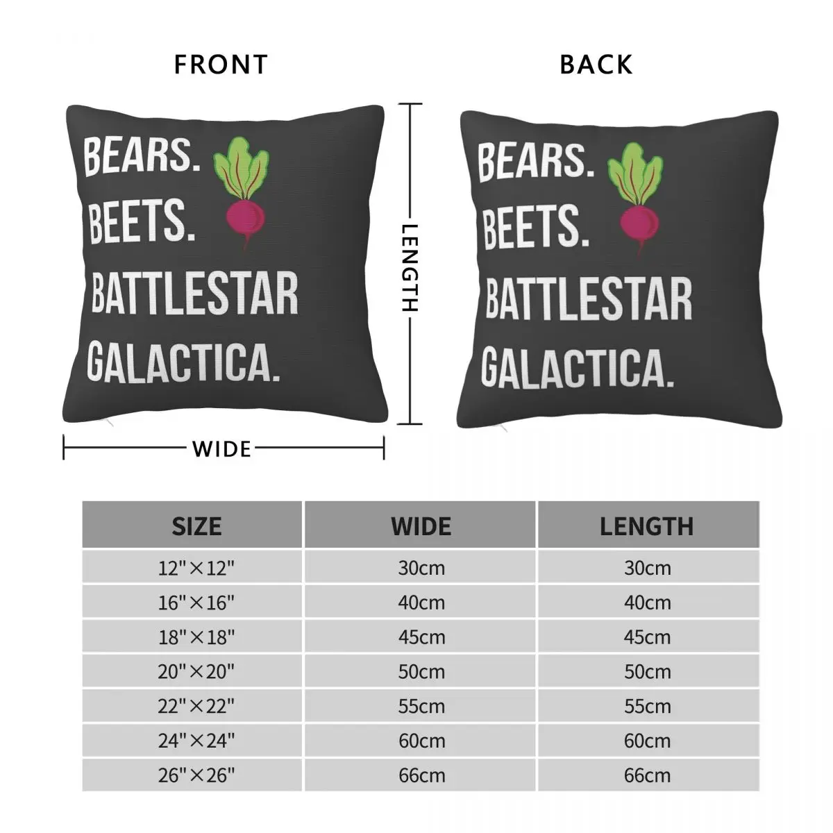 Bears Beets Battlestar Galactica Square Pillowcase Polyester Linen Velvet Printed Decorative Throw Pillow Room Cushion Cover 18