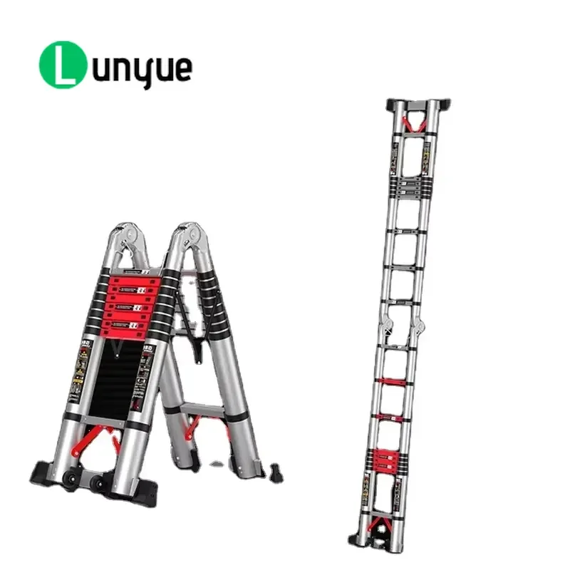 Aluminum Telescopic Ladder Folding Extension Double Section Loft Stair Heavy Duty Portable Compact Design for Home Office
