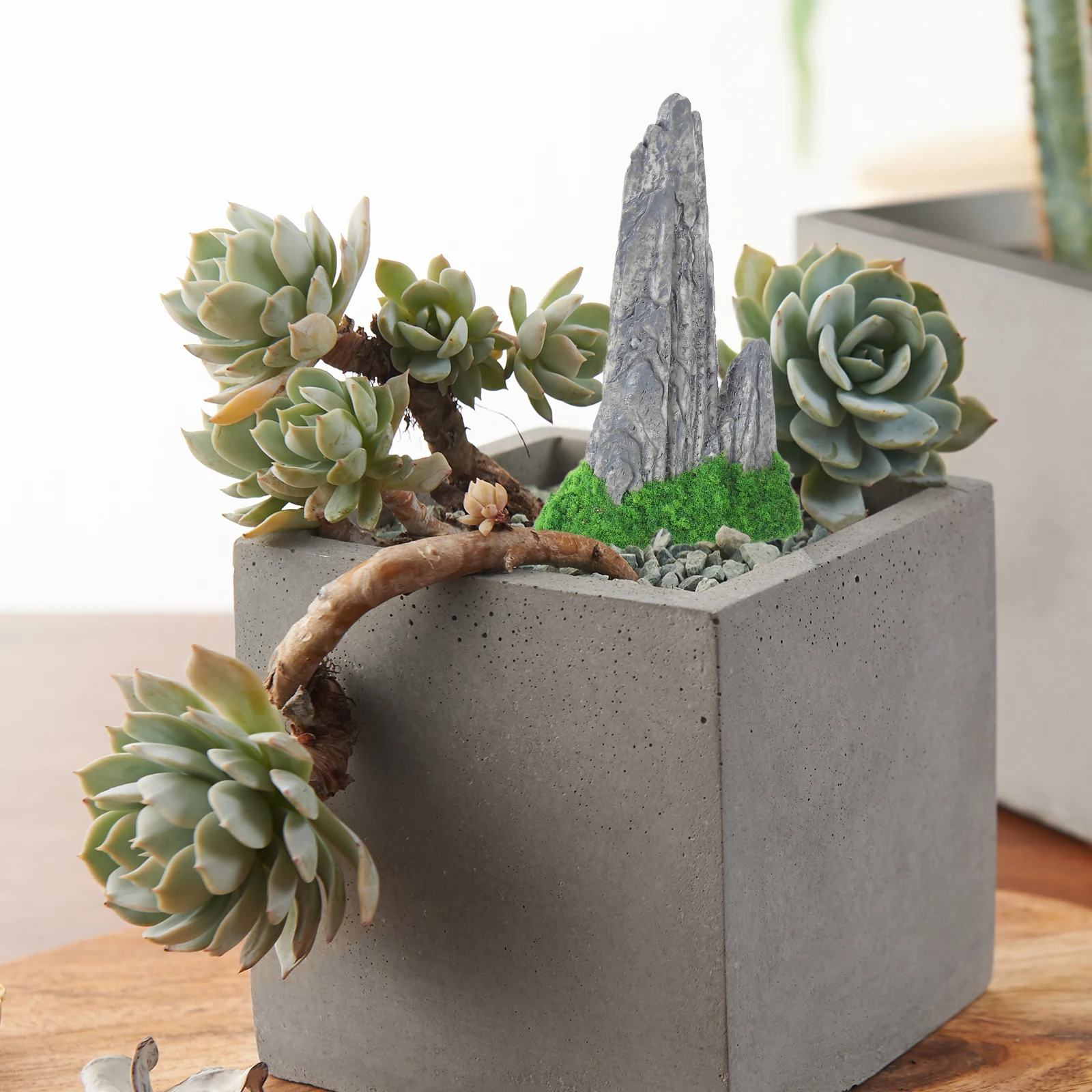 

12Pcs Micro Landscape Mountain Decor Mini Rockery Set Resin Garden Ornament for Bonsai Terrarium Home Office Outdoor Decoration