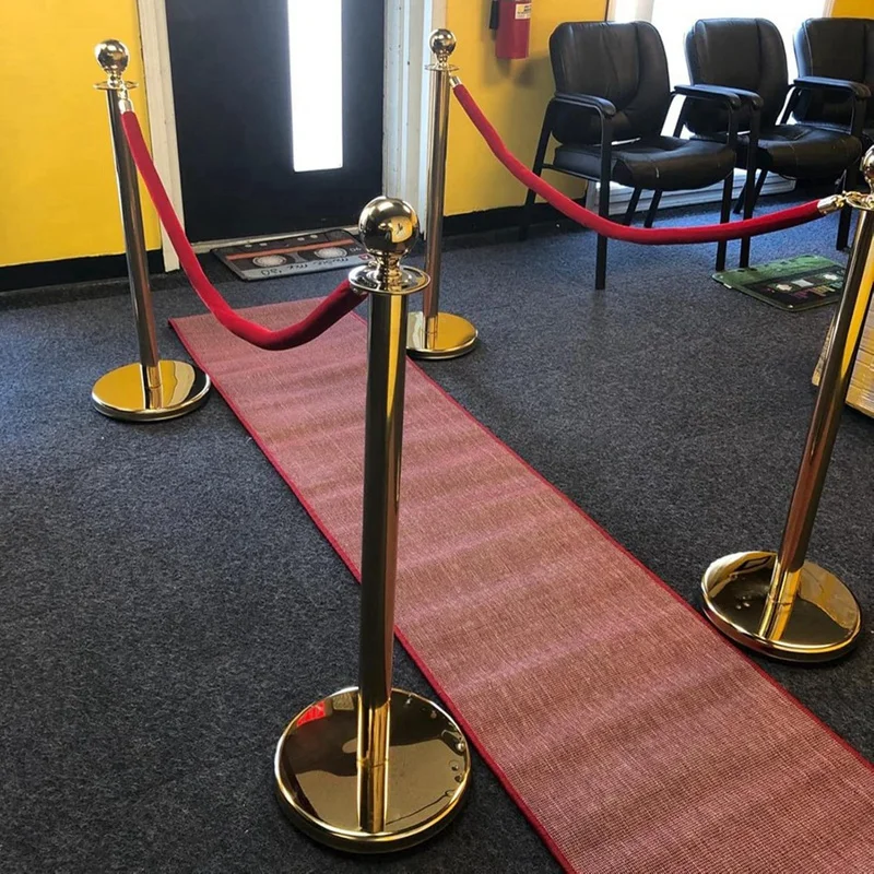 RM-2 Pack Velvet Stanchion Rope With Gold Hooks, Crowd Control Rope Safety Barrier Red Carpet Decoration, 5 Feet