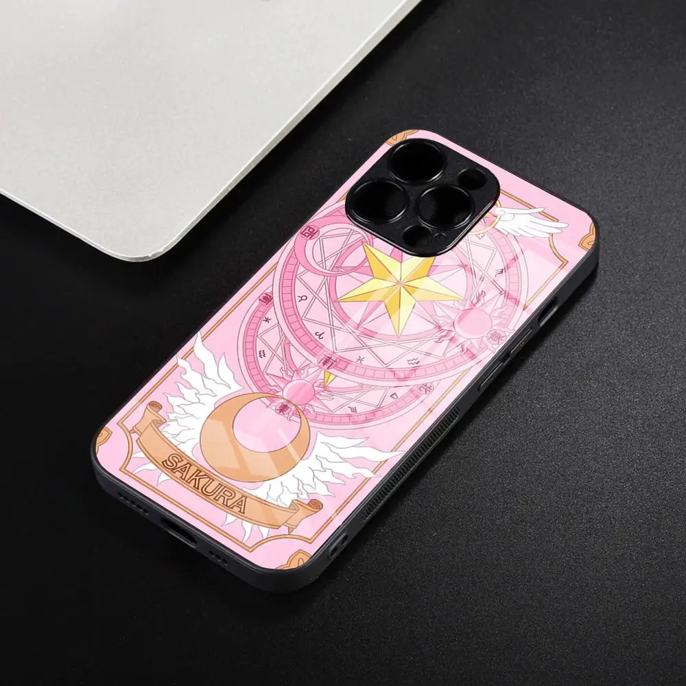 Чехол для телефона CardCaptor Sakura Anime для iPhone 15 14 Pro 11 13 12 Mini XS XR Max 8 7 6 Plus SE 2020, стеклянный дизайнерский чехол