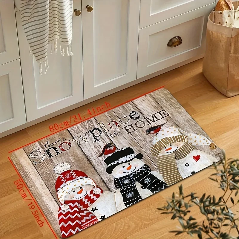 Christmas  Series Panel Snowman Entrance Doormat Room Decor Carpet for Living Room Bathroom Non-slip Christmas Decorations