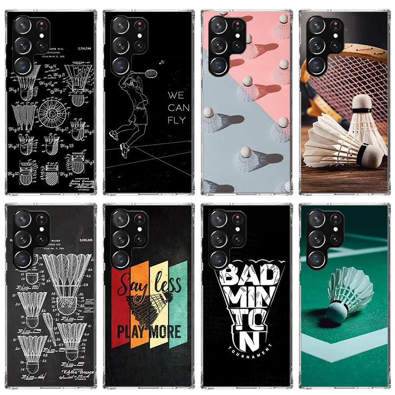 Badminton Sport Phone Case For Samsung Galaxy S24 S23 S22 S21 Ultra S20 FE S10 Plus S10E S9 S8 Soft TPU Back Cover Funda